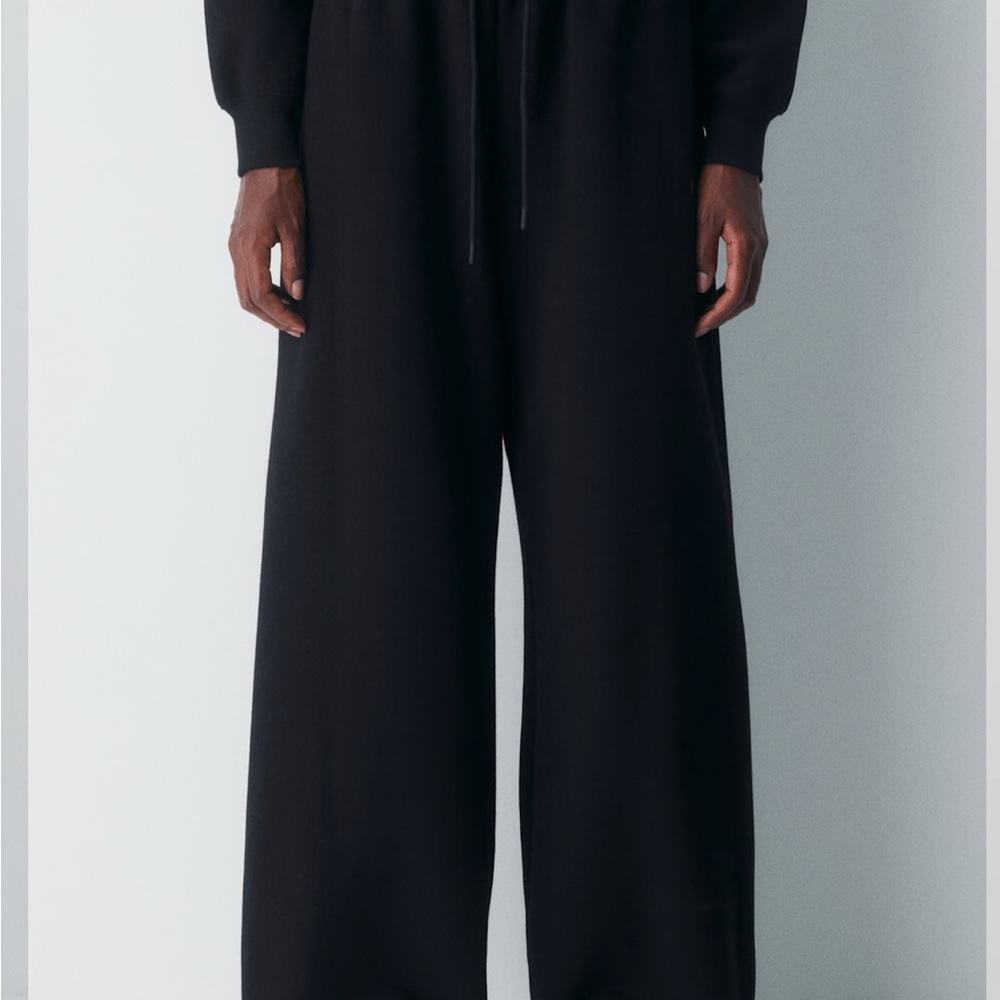 Aritzia Black Sweatfleece Pants Wide Leg